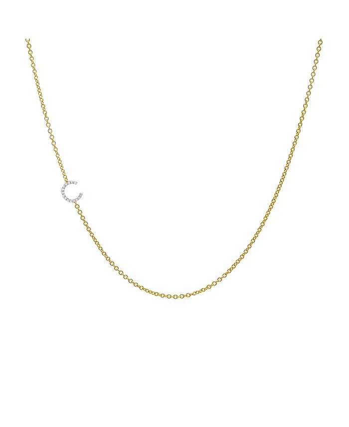 Zoe Lev Diamond Asymmetrical Initial 14K Yellow Gold Necklace - Macy's | Macy's