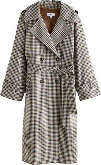 Check Double Breasted Trench Coat | Nordstrom