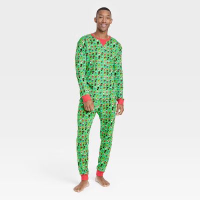 Men's Santa Print Matching Family Pajama Set - Wondershop™ Green | Target