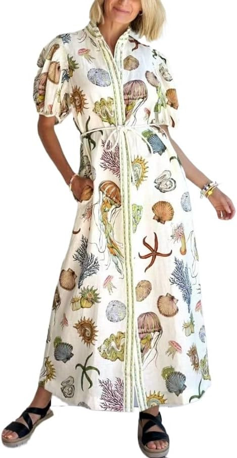 Asiasioc Dresses Casual, Dresses Summer， Printed Dress | Amazon (US)