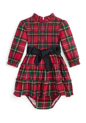 Ralph Lauren Childrenswear Baby Girls Plaid Smocked Cotton Dress & Bloomer | Belk