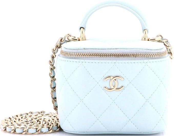 Amazon.com: Chanel, Pre-Loved Classic Top Handle Vanity Case with Chain Quilted Lambskin Mini, Bl... | Amazon (US)