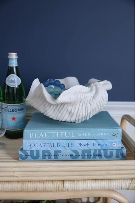 The cutest touch of Coastal home decor! This decorative bowl / ceramic clam shell is too cute! Styled with coastal coffee table books, blue coffee table books, and recycled glass beads (5/17)

#LTKhome #LTKstyletip #LTKfindsunder50