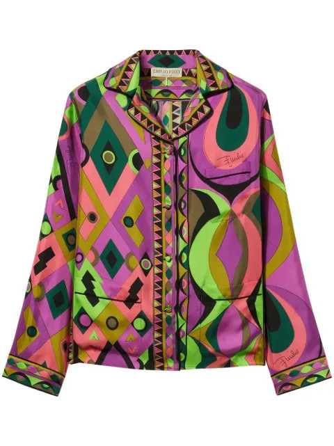 PUCCI abstract-print silk-twill Shirt - Farfetch | Farfetch Global