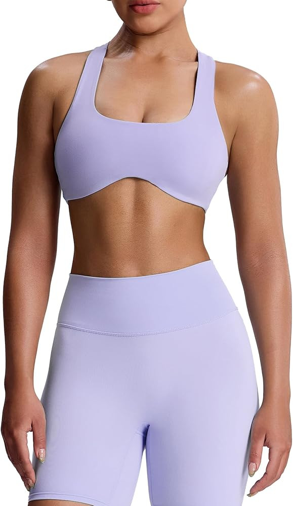 Aoxjox Women's Workout Sports Bras Fitness Define Sculpt Racerback Bra Yoga Crop Tank | Amazon (US)