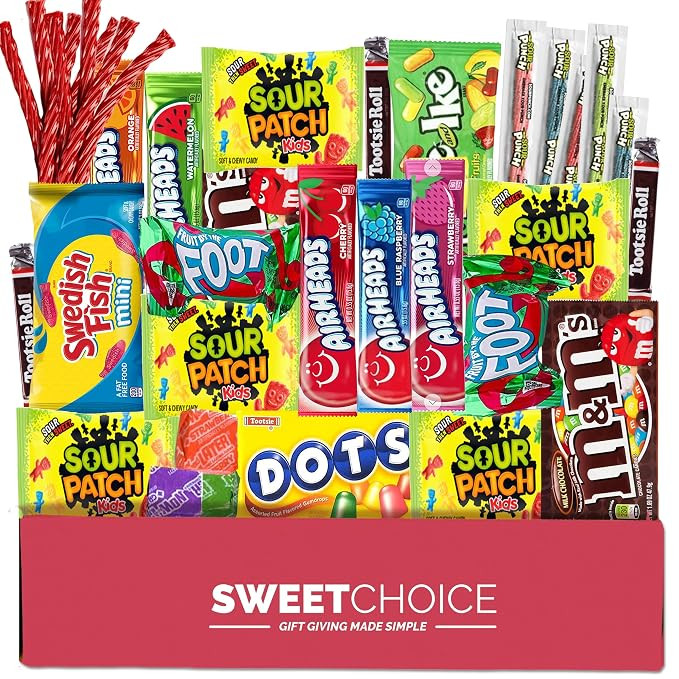 Bite Sized Candy Gift box Care Package - (50 count) A Sampler of Skittles, Sour Patch Kids, Starb... | Amazon (US)