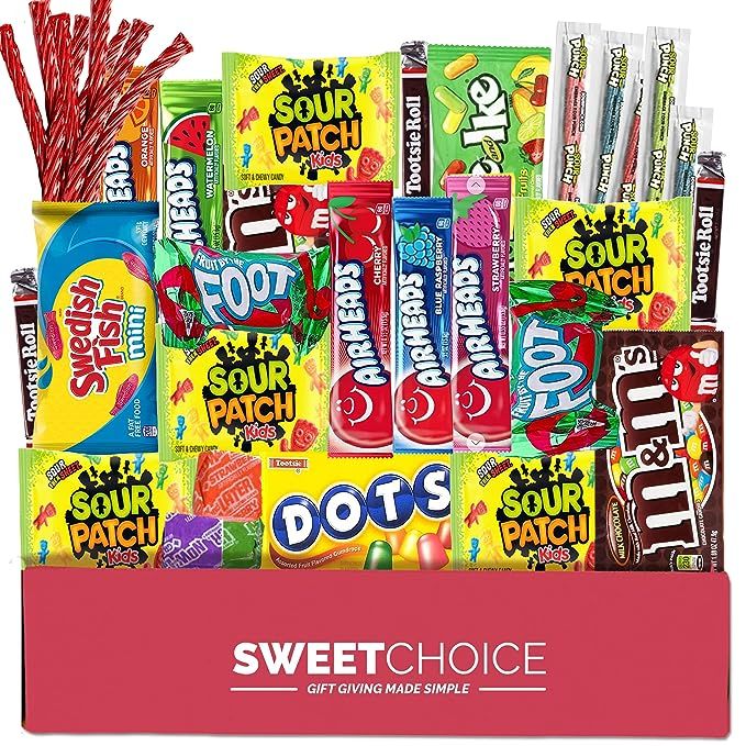 Bite Sized Candy Gift box Care Package - (50 count) A Sampler of Skittles, Sour Patch Kids, Starb... | Amazon (US)