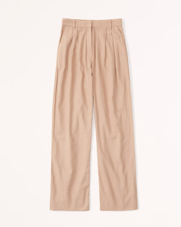Linen-Blend Tailored Wide Leg Pant | Abercrombie & Fitch (US)