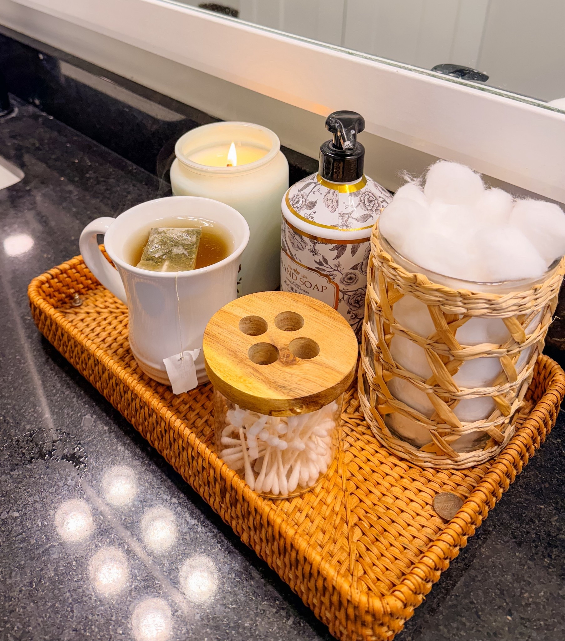The ultimate shower set up 🧖🏼‍♀️🛁 Fresh candle, green tea, and a chilly day!! 

#LTKBeauty #LTKselfcare