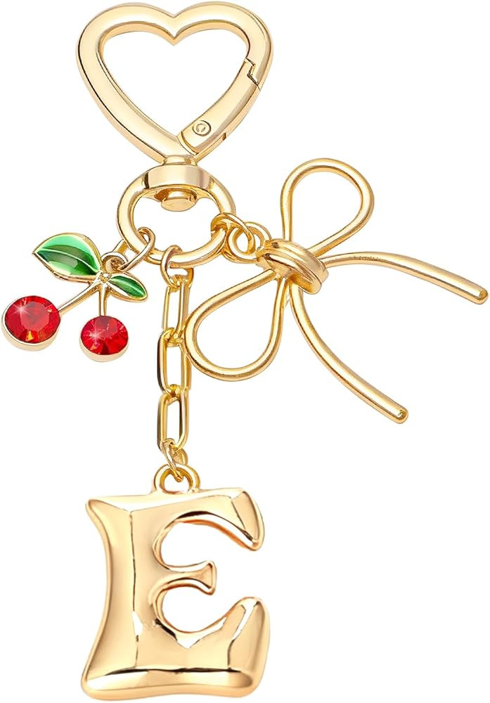 Snycler Bubble Initial Keychain for Women, Gold Letter Charm with Cherry & Bow, Cute Bag Accessor... | Amazon (CA)