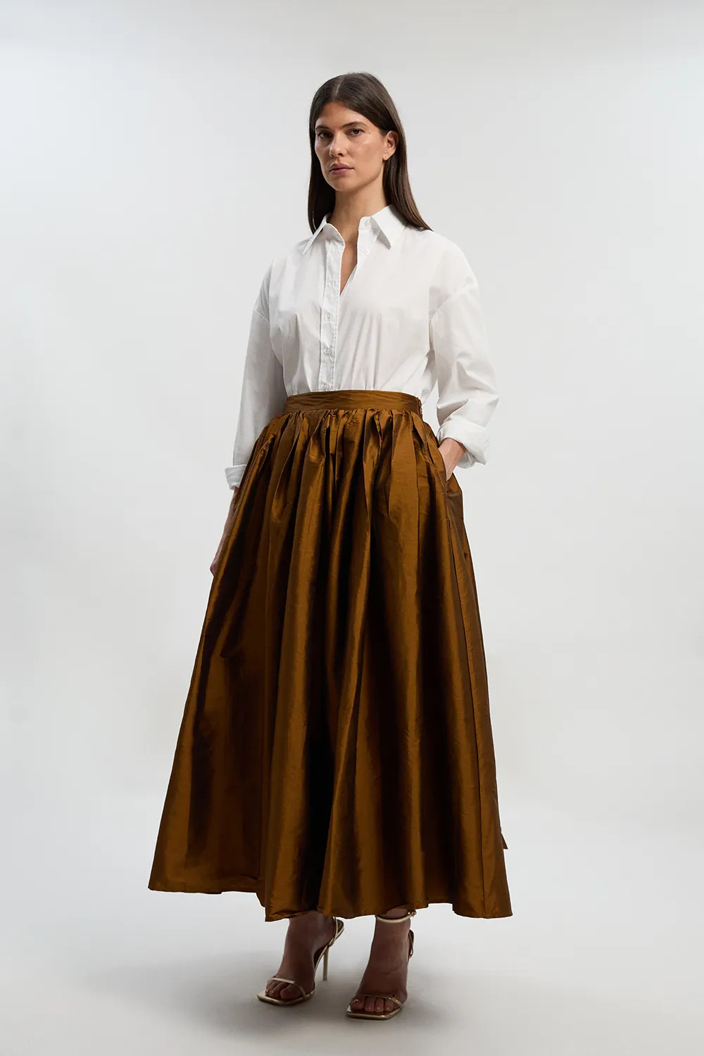 Taffeta Woven Maxi Skirt | Karen Millen US