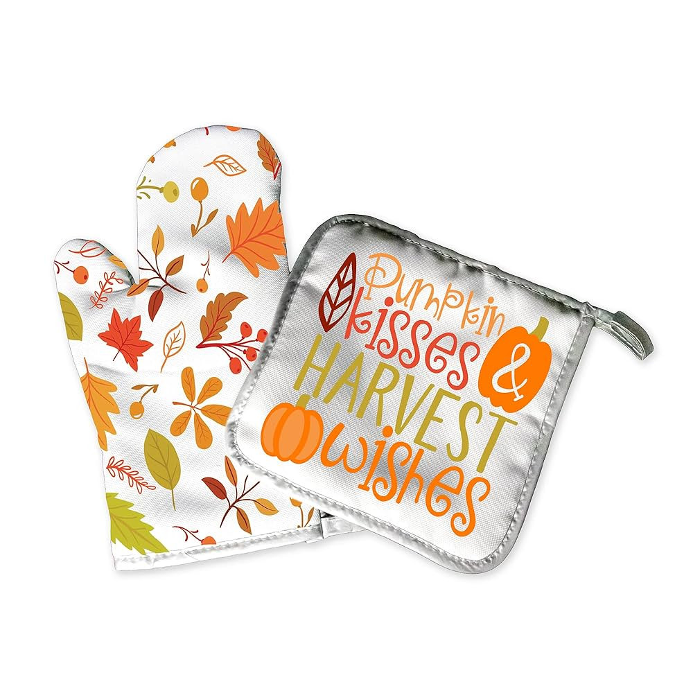Decorative Cloth Kitchen Oven Mitt Pot Holder Set | Autumn Fall Halloween | Home Decor Seasonal H... | Amazon (US)