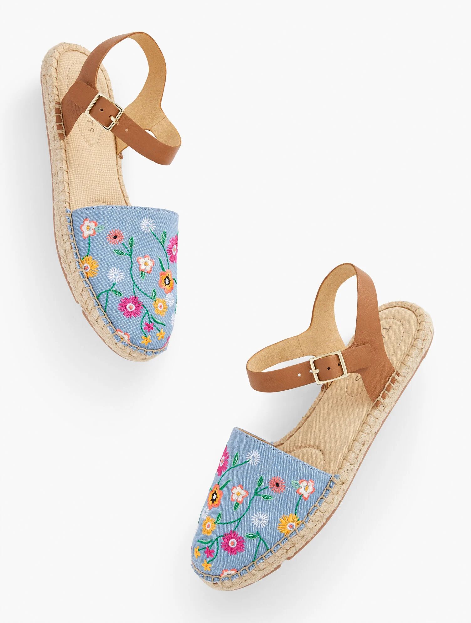 Izzy Embroidered Chambray Espadrilles | Talbots