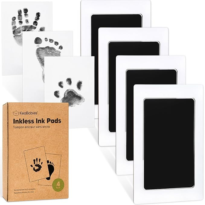 4-Pack Inkless Hand and Footprint Kit - Ink Pad for Baby Hand and Footprints - Dog Paw Print Kit,... | Amazon (US)