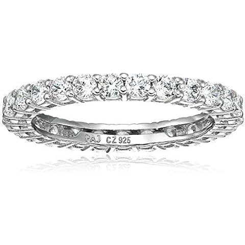 Amazon Essentials Sterling Silver Round Cut Cubic Zirconia All-Around Band Ring | Amazon (US)