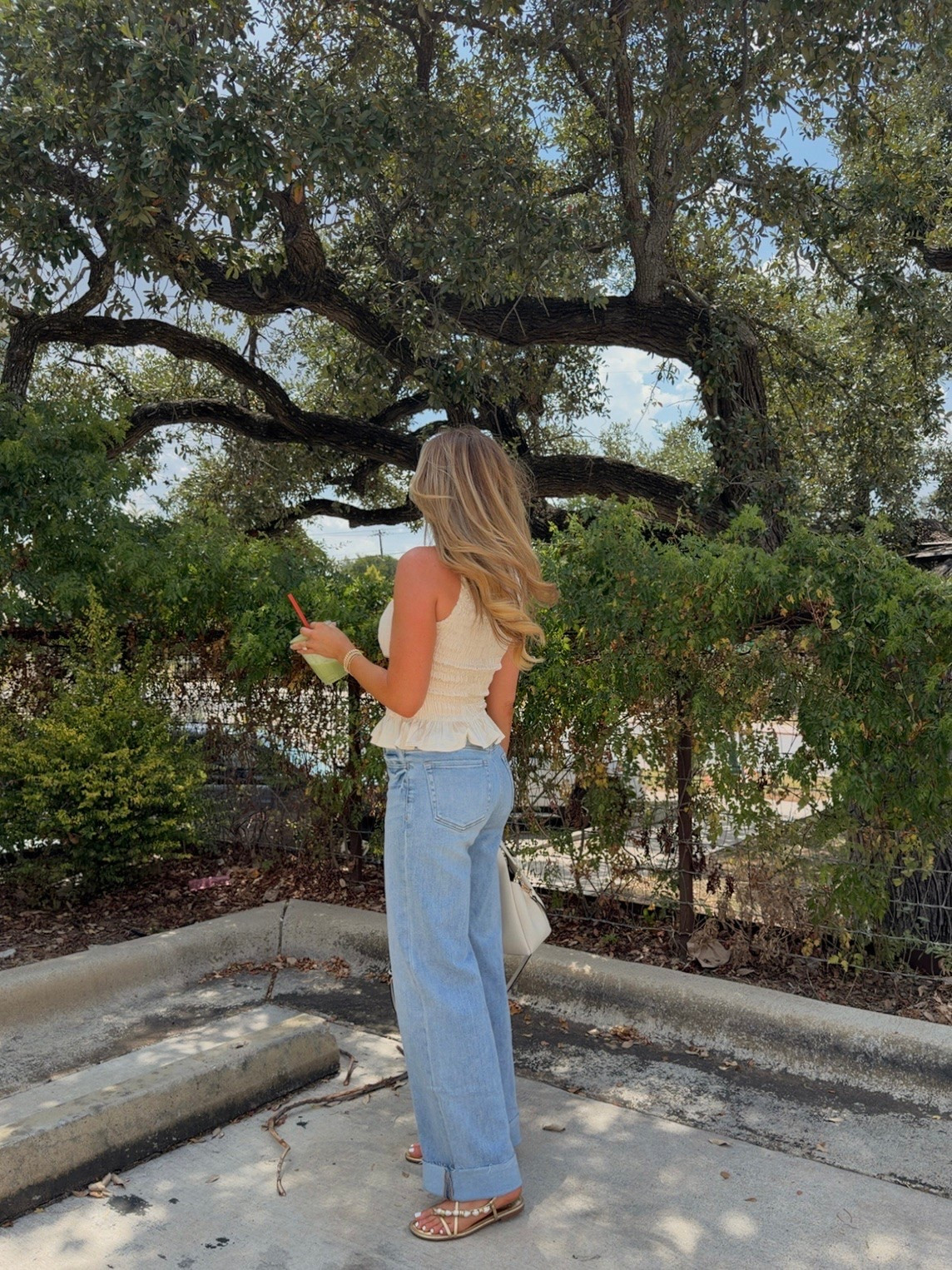 top: small // jeans: 25 (top i ordered white solid, jeans i ordered A-inseam 32”-light blue)