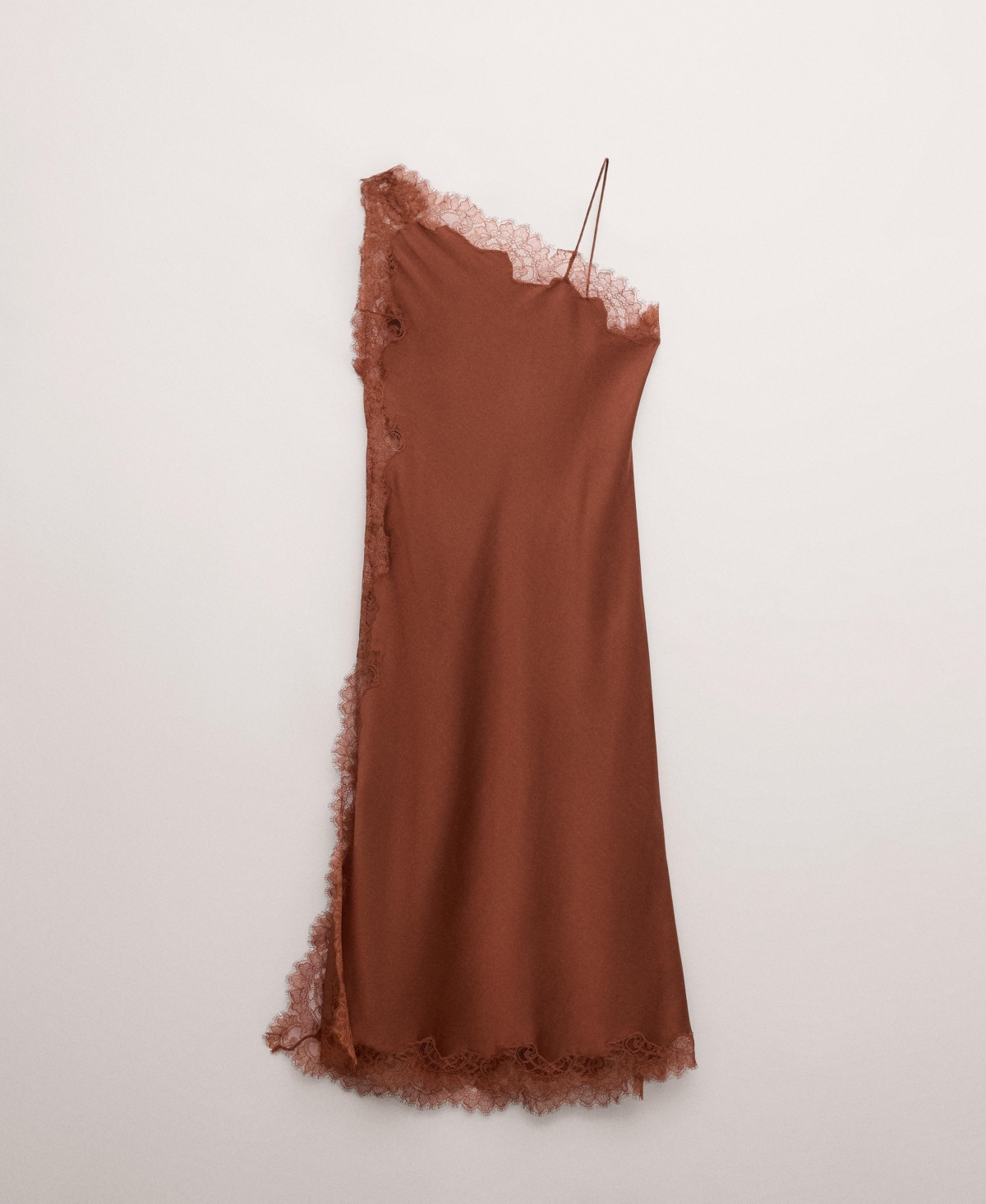 Mango Women's Asymmetrical Satin Lace Dress - Burnt Orange | Macy's