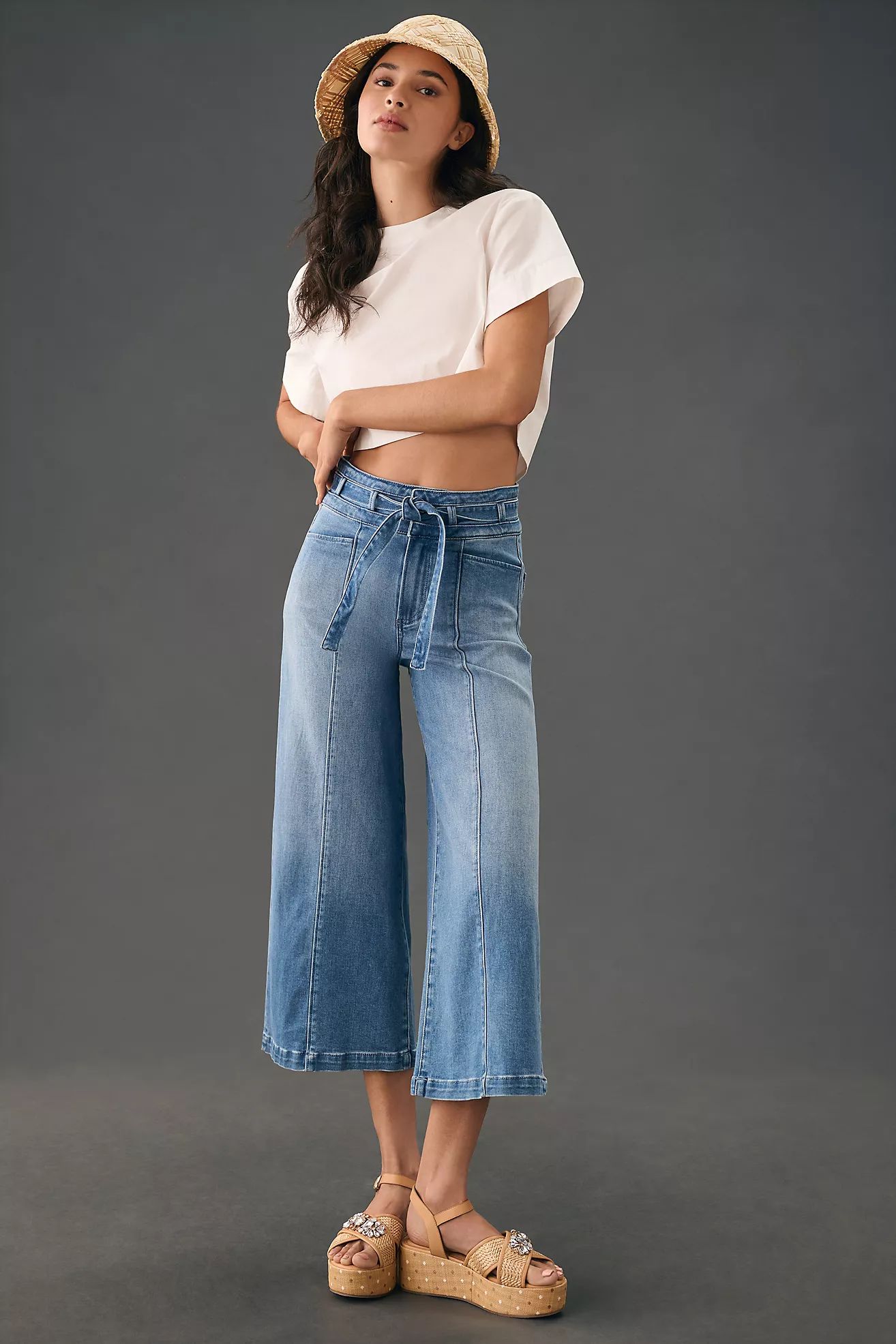 Paige Frankie High-Rise Wide-Leg Crop Jeans | Anthropologie (US)