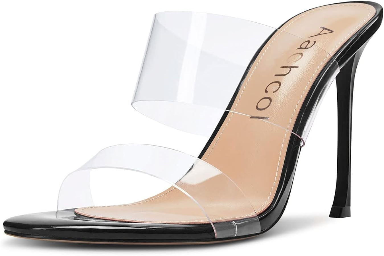 Aachcol Women Stiletto High Heel Clear Sandals Peep Open Toe Slip-on Dress Shoes Party Wedding Pa... | Amazon (US)