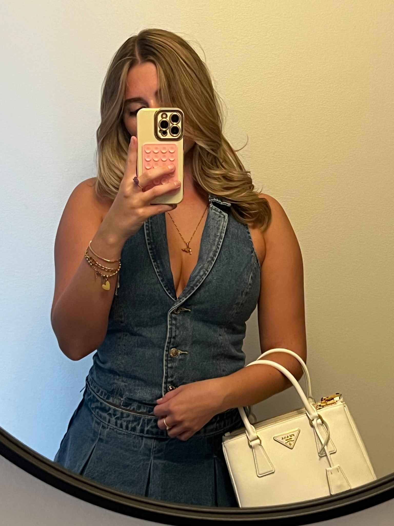 Denim set for drinks with the girls 
