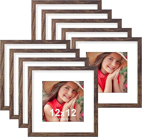 Vittanly Juego de 9 marcos de fotos de 12 x 12 pulgadas, plexiglás inastillable, para fotos de 8... | Amazon (US)