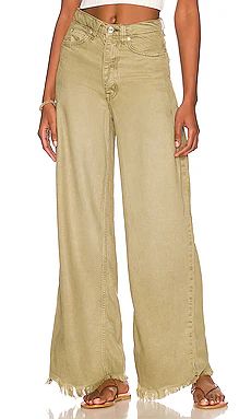 Free People x We The Free Old West Slouchy Wide Leg Pant in Martini Olive from Revolve.com | Revolve Clothing (Global)