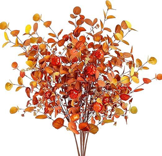 Sggvecsy 6 Pcs Artificial Fall Eucalyptus Stems Fall Eucalyptus Leaves Autumn Foam Leaf Branches ... | Amazon (US)