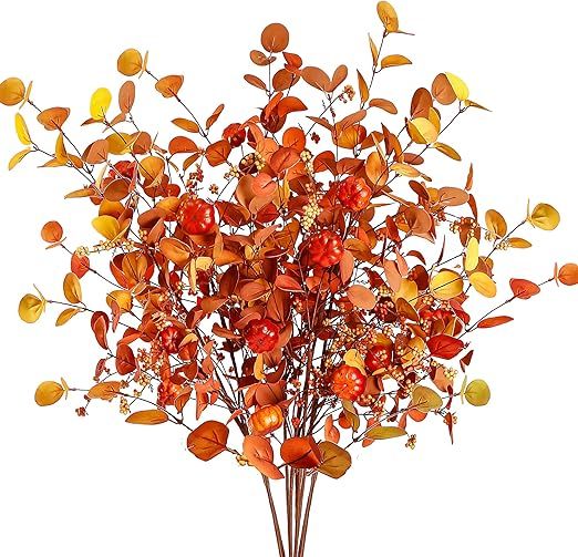 Sggvecsy 6 Pcs Artificial Fall Eucalyptus Stems Fall Eucalyptus Leaves Autumn Foam Leaf Branches ... | Amazon (US)
