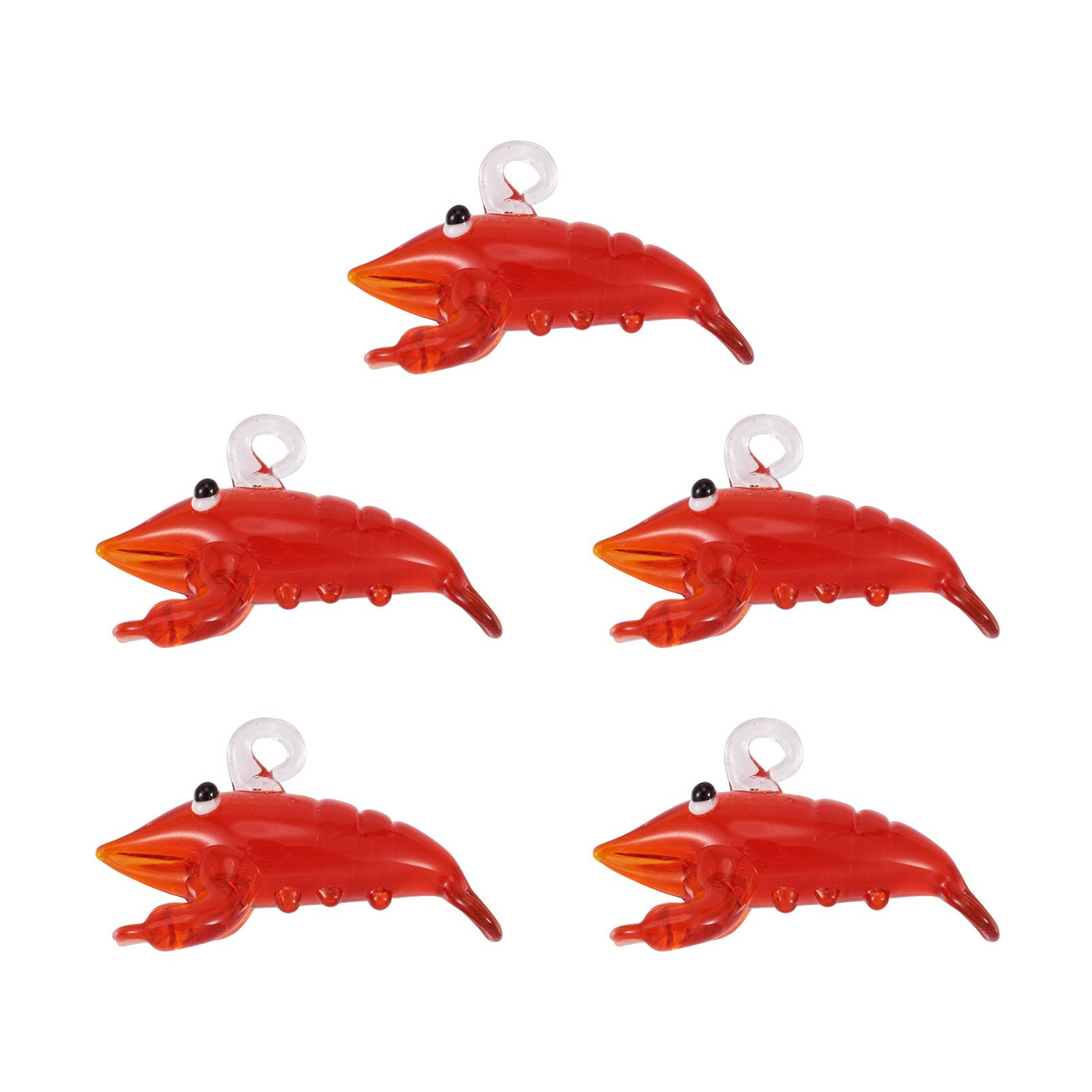 FASHEWELRY 5Pcs Handmade Lobster Lampwork Glass Pendants Red Crayfish Loose Beads Charms for DIY ... | Amazon (US)