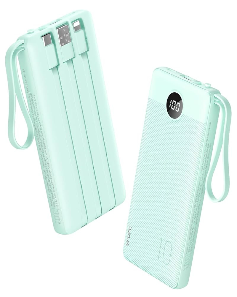 VRURC Portable Charger, 22.5W Power Bank 10000mAh, USB-C Cable in & Out Fast Charging Battery Pac... | Amazon (US)