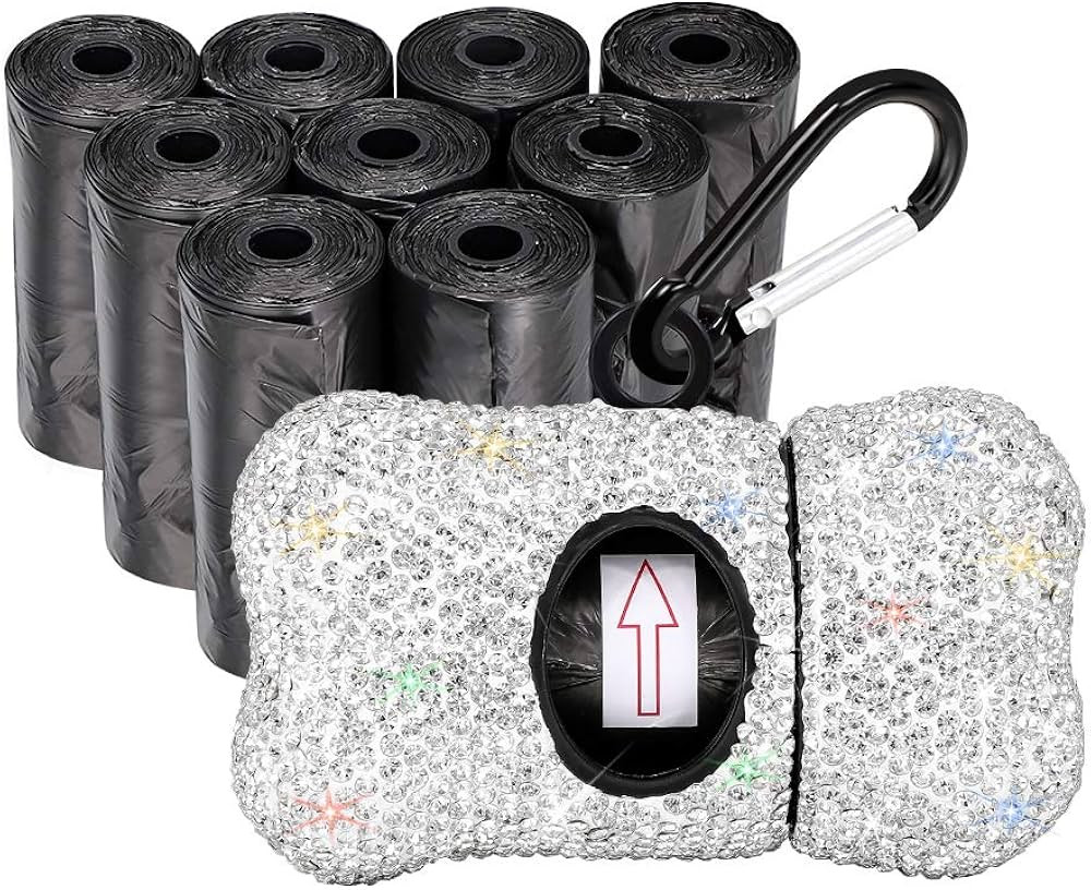 SAVORI Dog Poop Bag Holder Bling Rhinestone Poop Bag Leash Dispenser for Pet Dog Doggy Waste Bags... | Amazon (US)