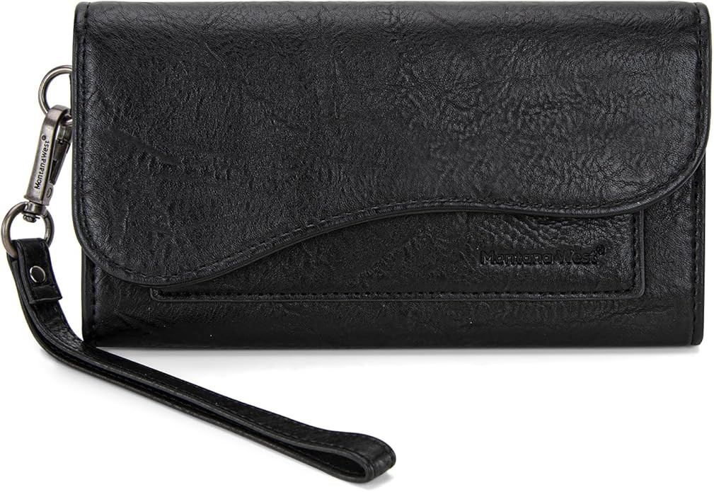 Montana West Wallets for Women Large Phone Wristlet Wallets Trifold Money Organizers with Coin Pu... | Amazon (US)