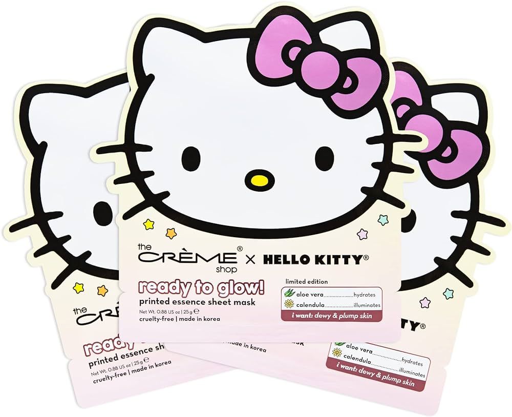 The Crème Shop x Hello Kitty Ready To Glow Printed Essence Sheet Mask (3 Pack) | Amazon (CA)