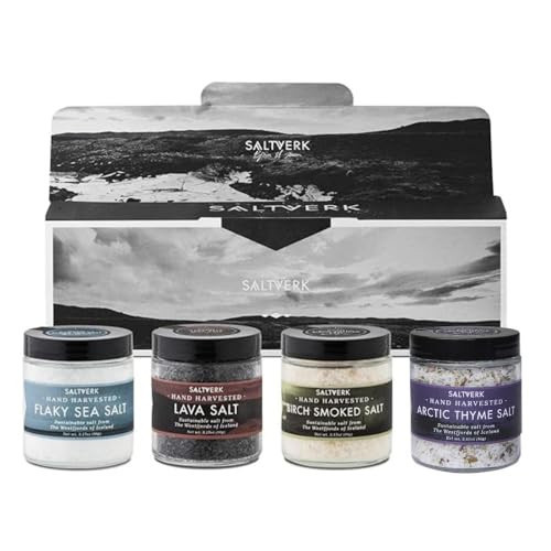 Saltverk Salt Gift Set - Includes 4 Jars - Flaky, Lava , Birch Smoked, Arctic Thyme Sea Salts- Gourmet, Icelandic, Hand Harvested and Sustainably Made - 12.33 Oz Total | Amazon (US)