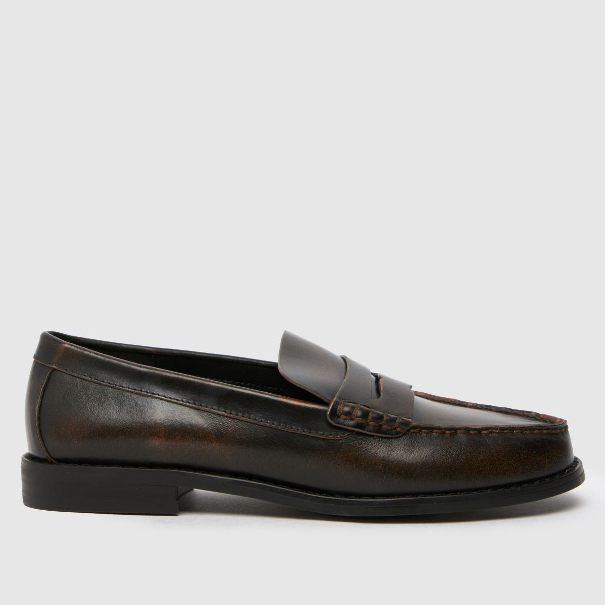 Womens Brown schuh Lillian Leather Penny Loafer Flat Shoes | schuh | Schuh