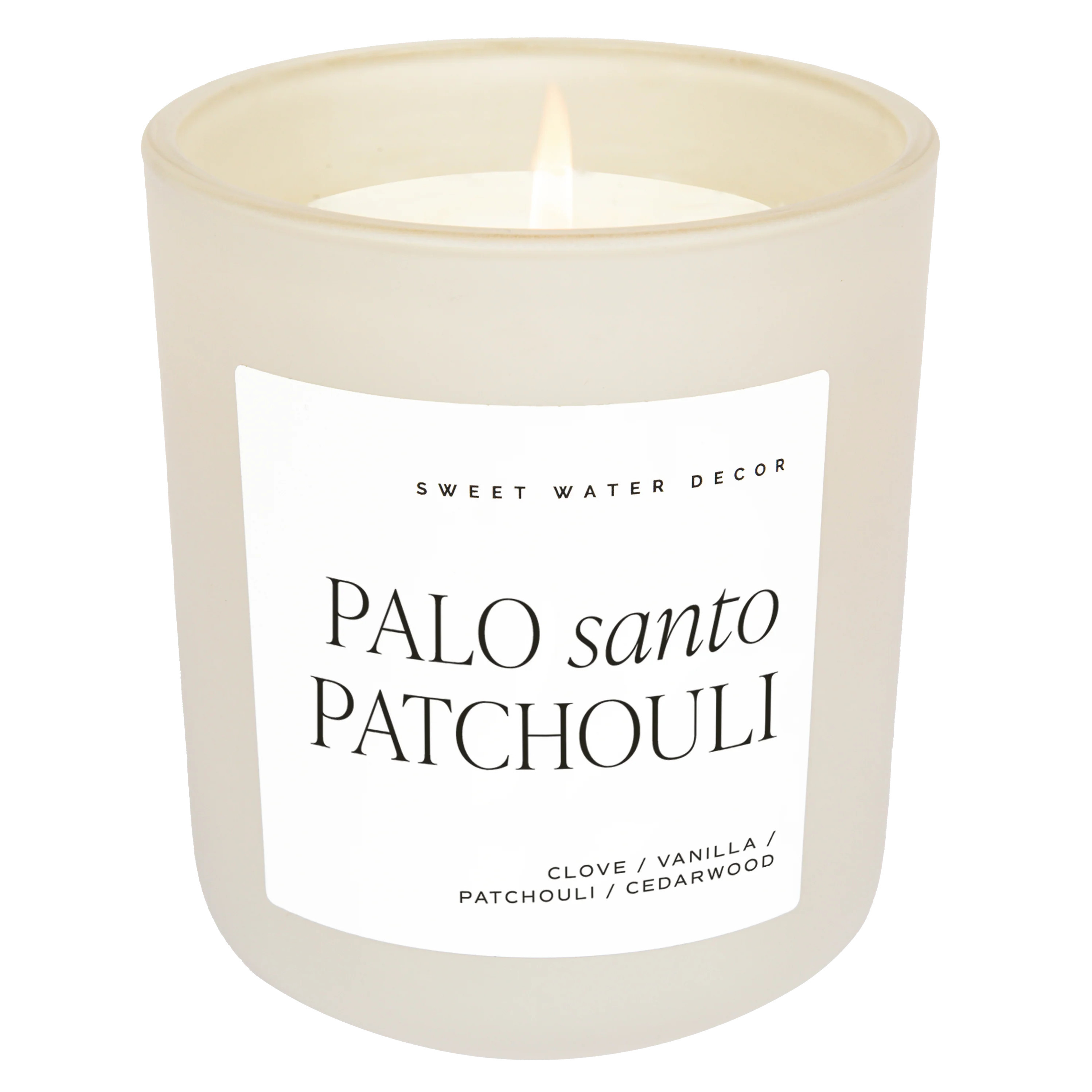 Palo Santo Patchouli Soy Candle - Tan Matte Jar - 15 oz | Sweet Water Decor, LLC
