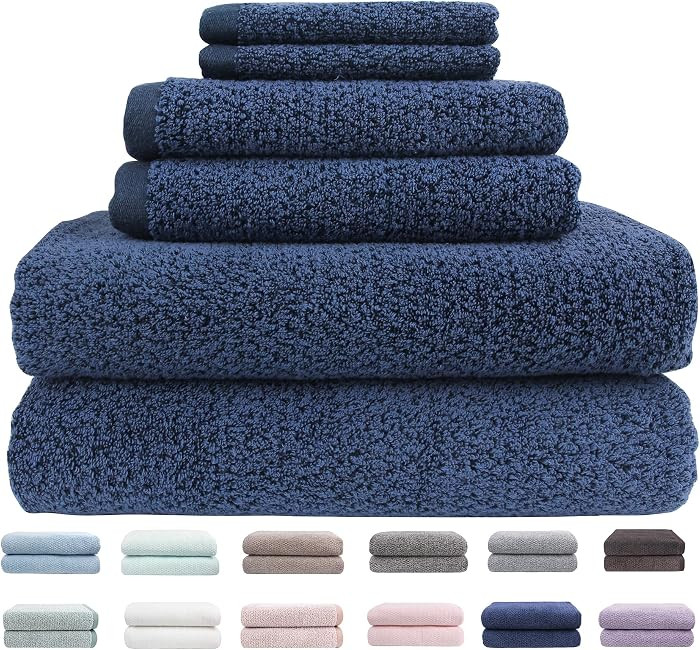 Everplush Diamond Jacquard 6 Pieces Bath Towel Set, Luxury Super Soft Oversized Towels, Highly Ab... | Amazon (US)