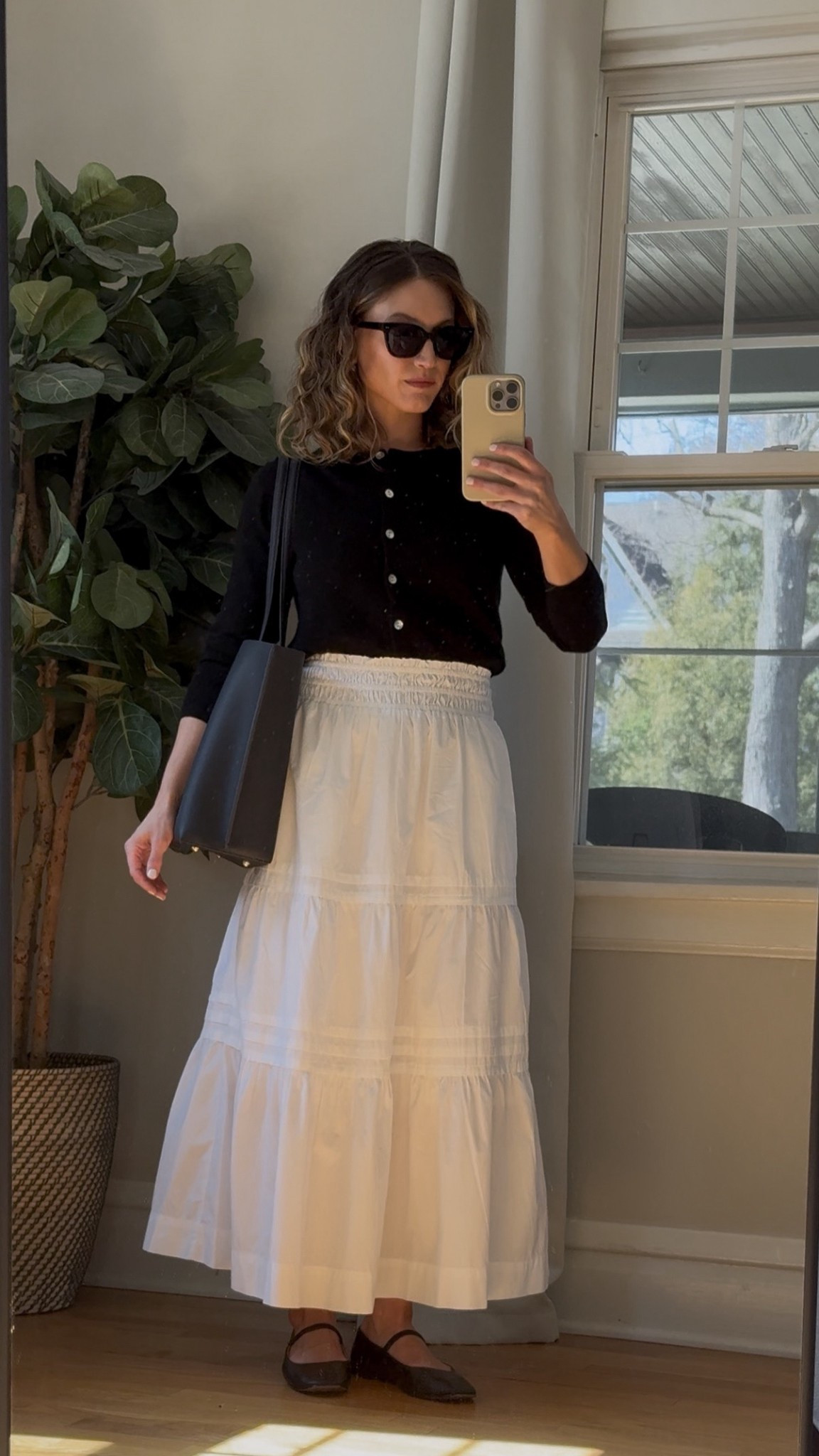 Easy spring look with a white maxi skirt 🌿

Cardigan sweater and skirt both from @onequince! Both fit true to size. 

#quincepartner

#LTKSeasonal #LTKPetite #LTKOver40