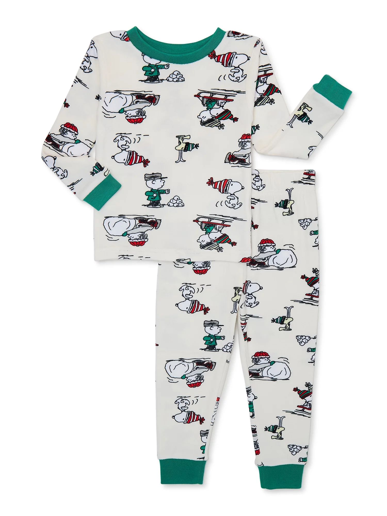 Peanuts Snoopy Christmas Holiday Toddler Boys and Girls Unisex Fleece Pajama Set, 2-Piece, Sizes ... | Walmart (US)