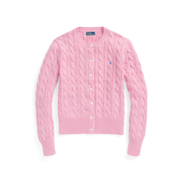 Cable-Knit Cotton Crewneck Cardigan | Ralph Lauren (UK)
