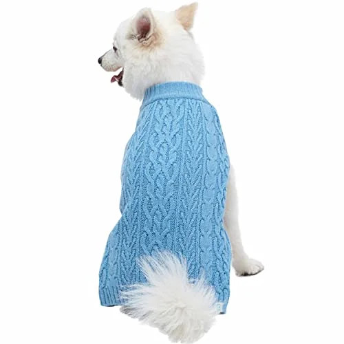 Blueberry Pet Classic Wool Blend Cable Knit Pullover Dog Sweater in Alaskan Blue, Back Length 22"... | Walmart (US)