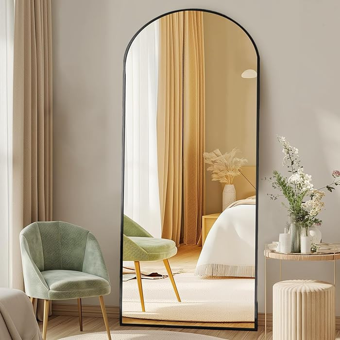 DUMOS Arched Full Length Mirror with Stand 64"x21" Floor Standing Aluminum Frame for Bedroom Body... | Amazon (US)
