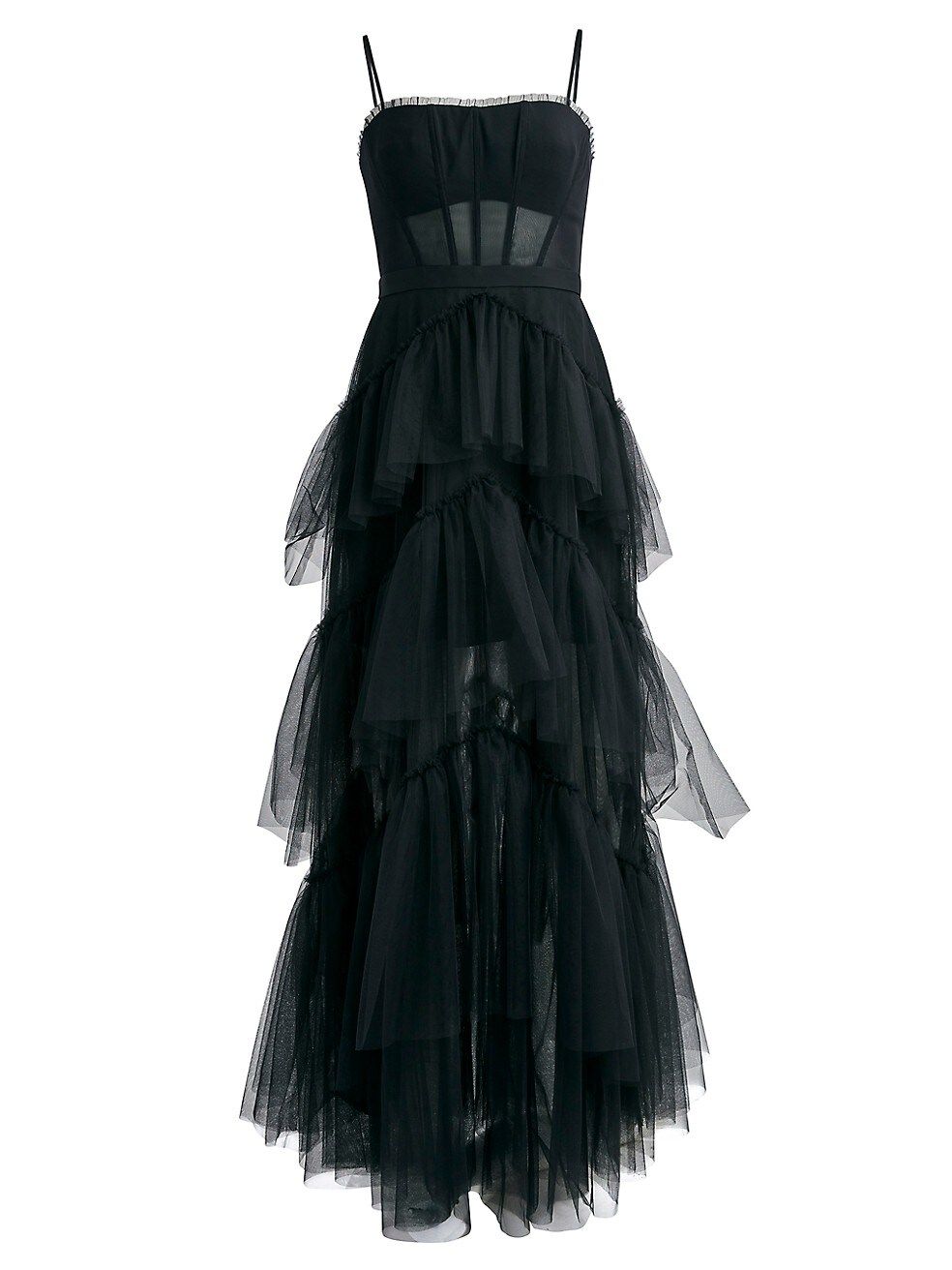 BCBGMAXAZRIA Sheer Tiered Ruffle Gown | Saks Fifth Avenue