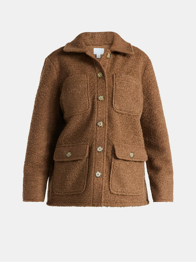 Time and Tru Women's Boucle Utility Shacket, Midweight, Sizes XS-XXXL | Walmart (US)