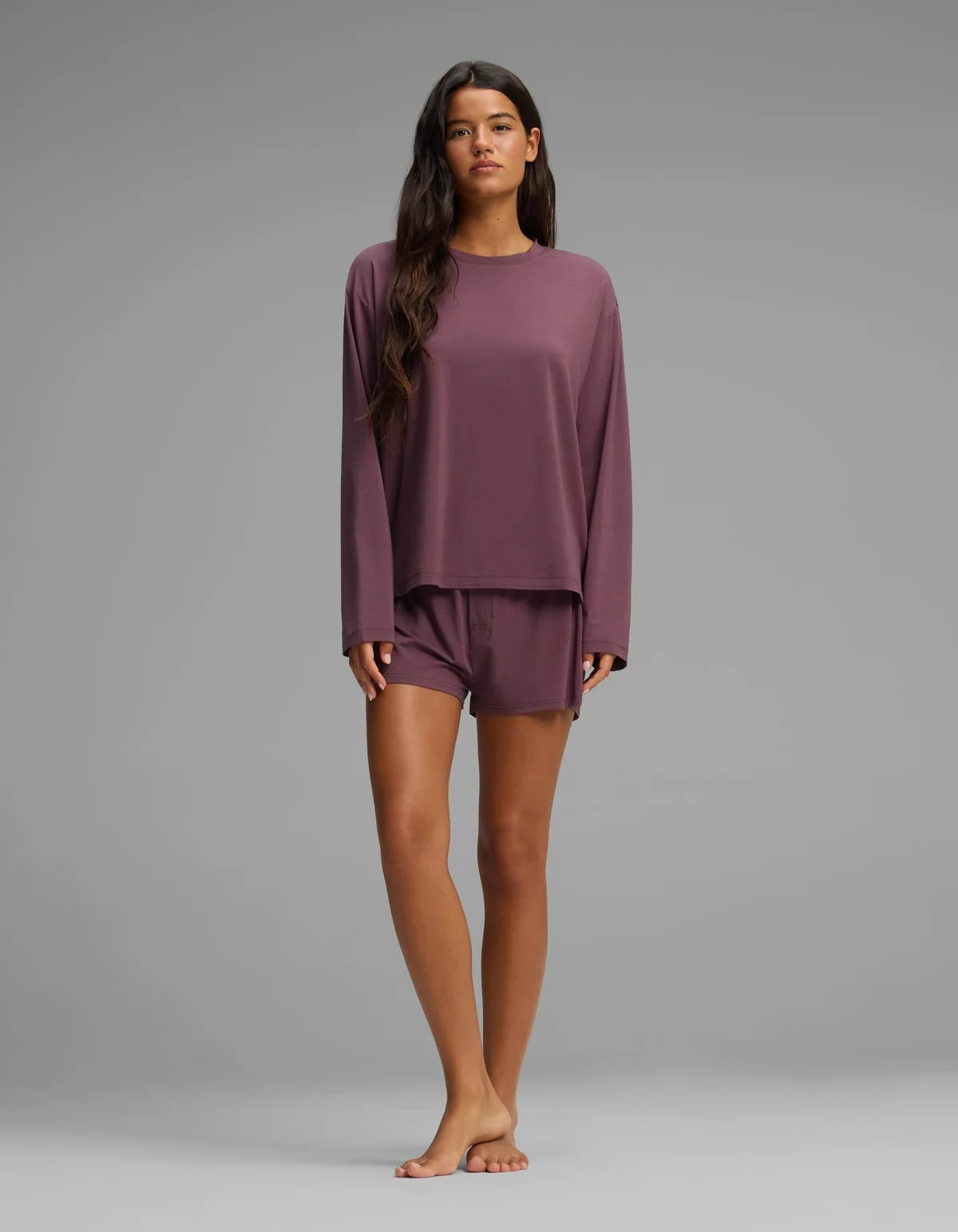 Women's First Layer Long Sleeve Sleep Tee & Boxer Short Set | Cozy Earth