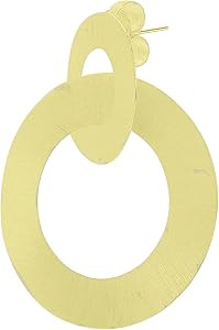 Anna Double Hoop Circle Dangle Lightweight Earrings in 18k Brushed Gold Plated | Amazon (US)