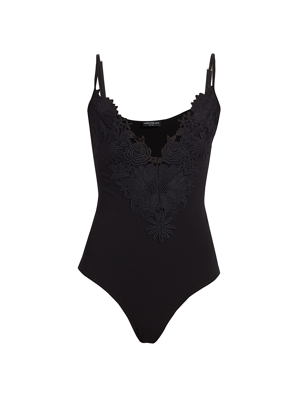Women's Sharona Lace-Trimmed Cotton-Blend Bodysuit - Black - Size XS | Saks Fifth Avenue