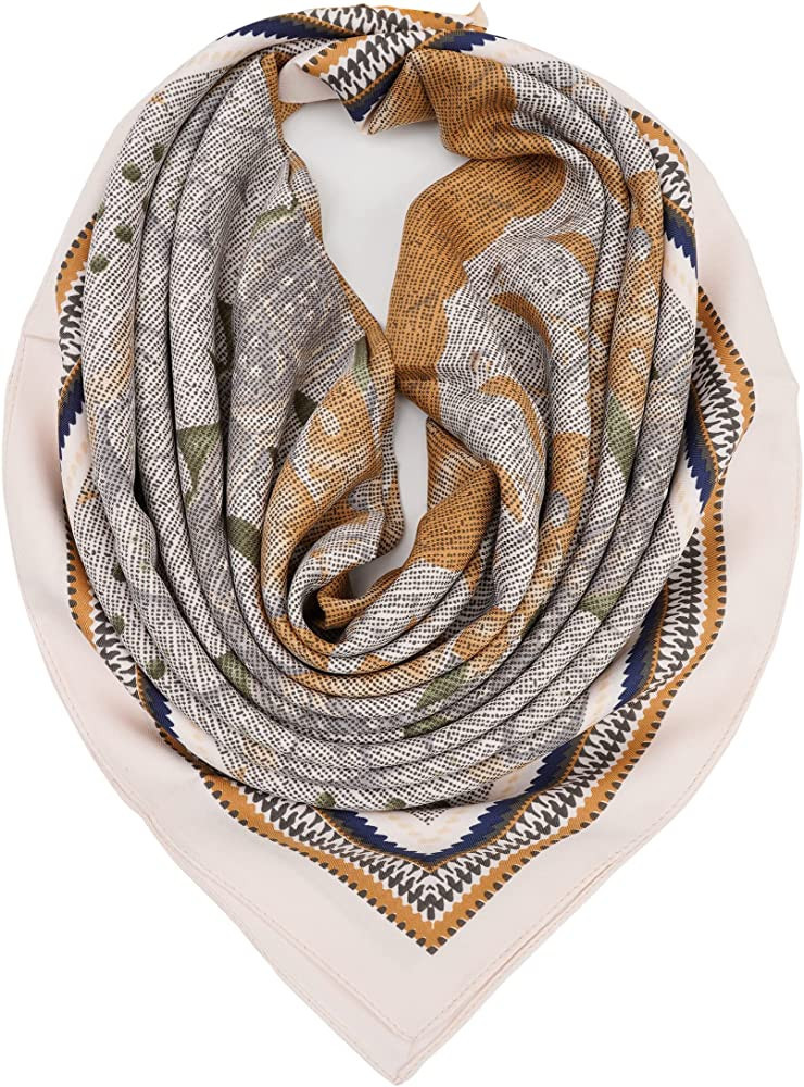 YOUR SMILE Silk Feeling Scarf Women's Fashion Pattern & Solid Color Large Square Satin Headscarf | Amazon (US)