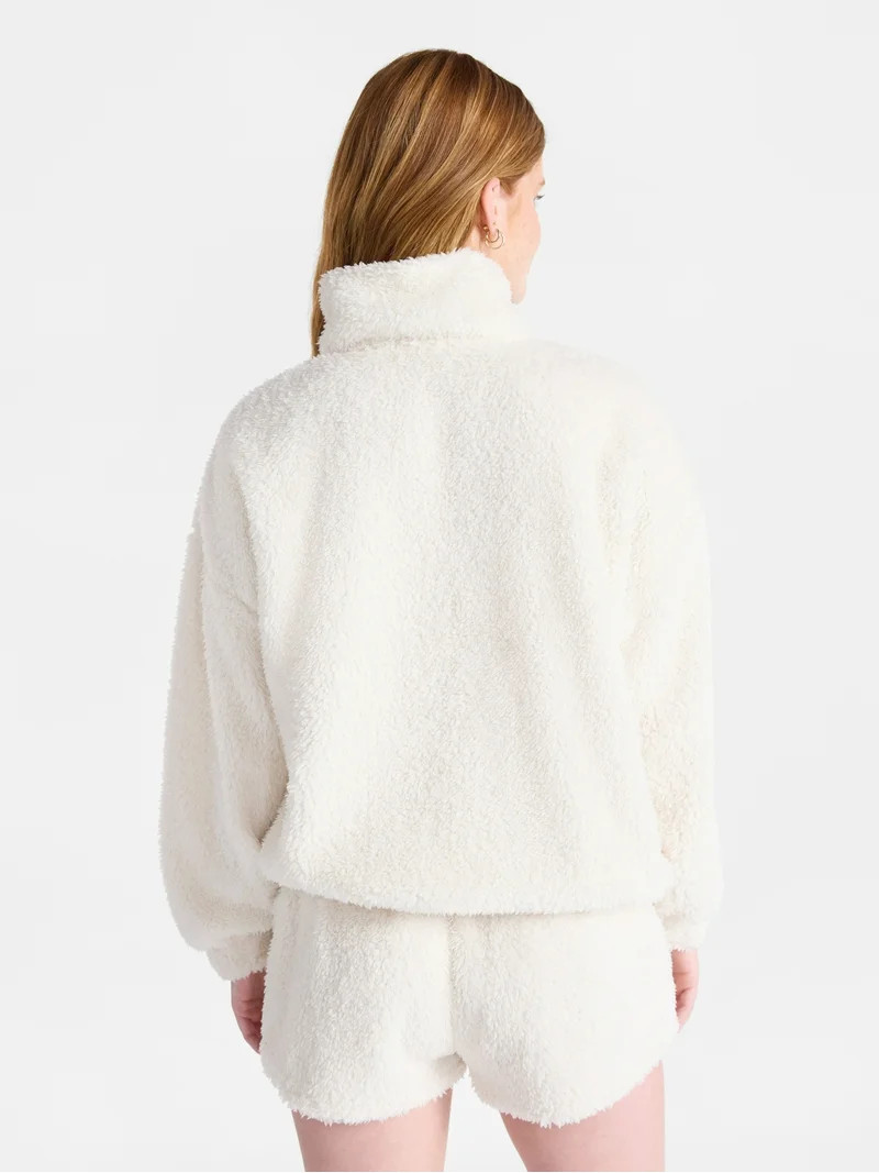 No Boundaries Plush Half-Zip Pullover, Women's | Walmart (US)