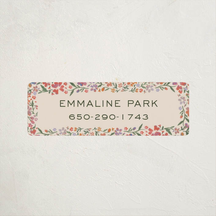 "Wildflowers" - Customizable Custom Name Labels in Beige or Green by 2birdstone. | Minted